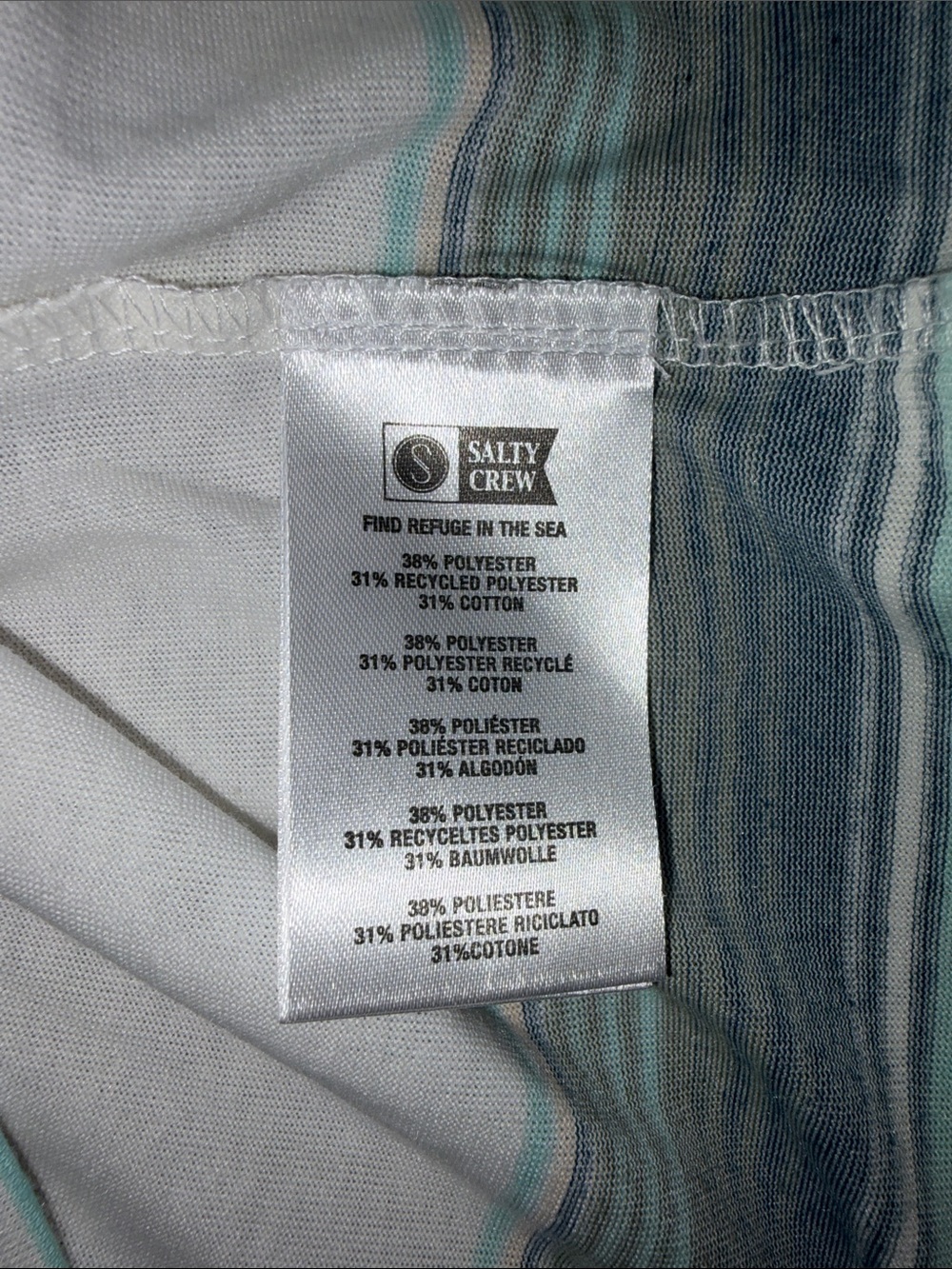 Salty Crew Striped Hooded Long-Sleeve Shirt - off-White, Teal & Navy - Picture 4 of 6
